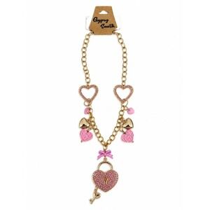 Gypsy South To My Valentine Pink Heart Lock Charm Necklace NWT